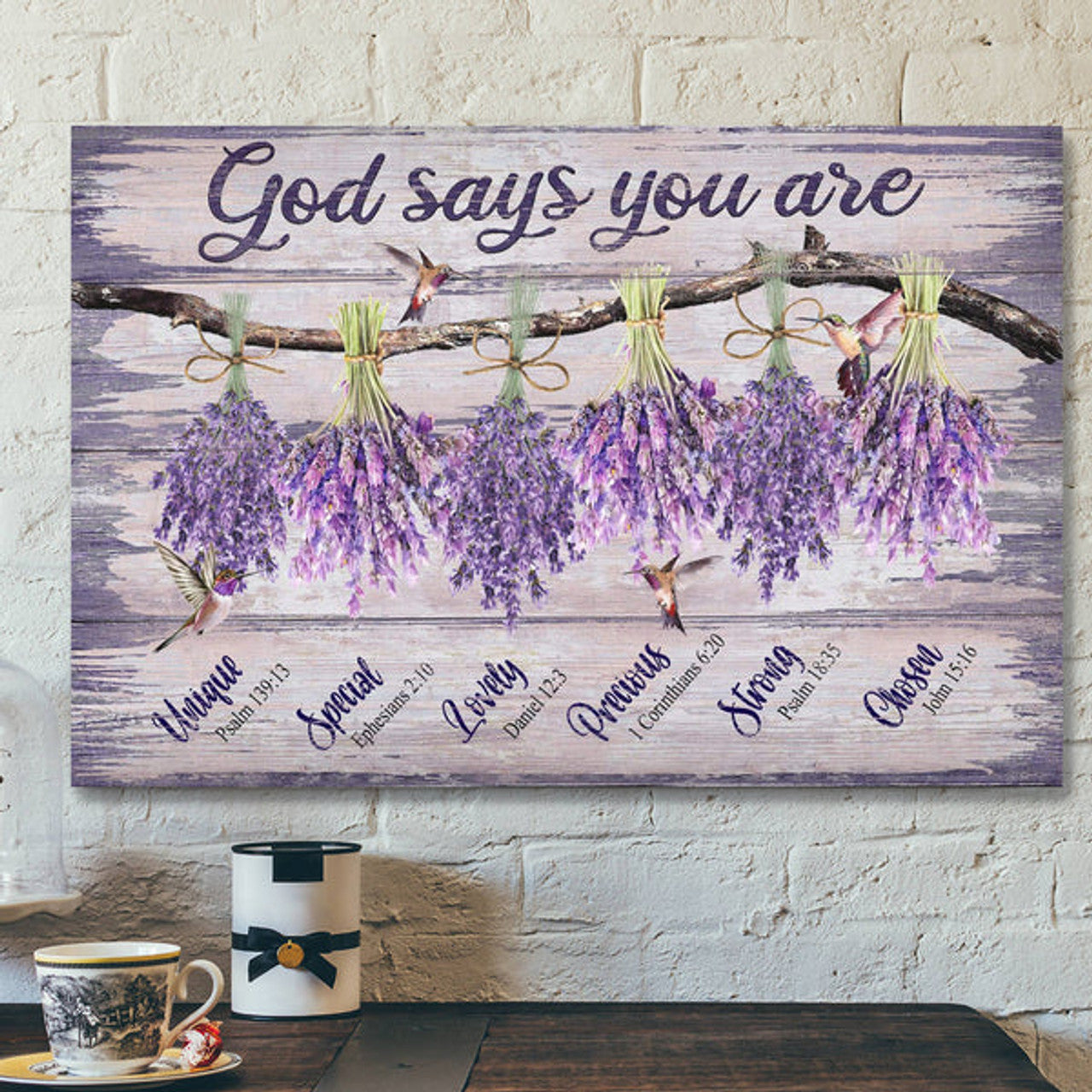 Jesus - Lavender - God Says You Are - Bible Verse Canvas - Scripture Canvas Wall Art
