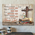 Bible Verse Canvas - Happy Moments Praise God Difficult Moments Seek God Canvas Print - Scripture Canvas Wall Art