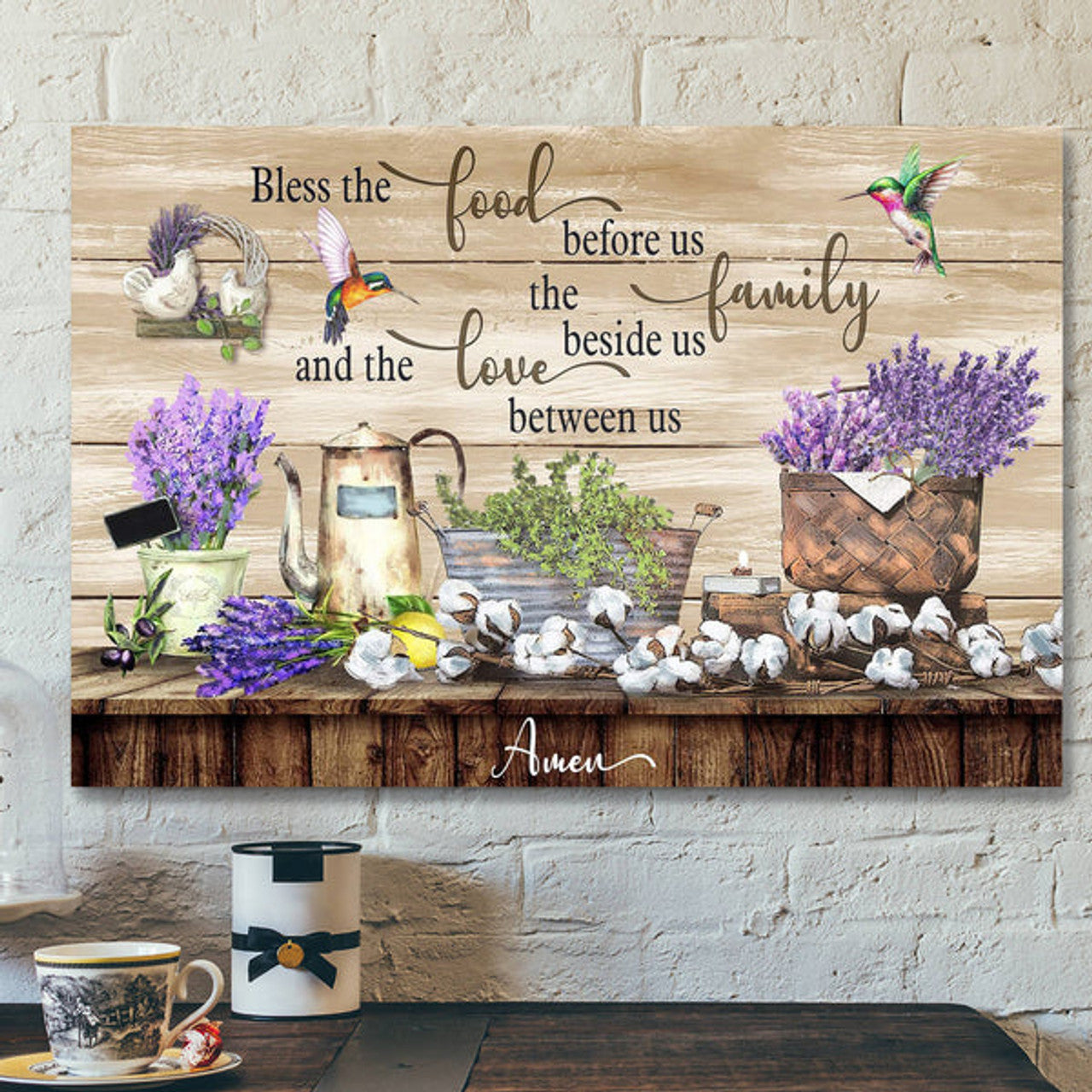 Bless The Food Before Us The Family Beside Us Canvas Wall Art - Bible Verse Canvas - Scripture Canvas Wall Art