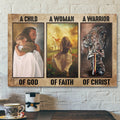 Bible Verse Wall Art Canvas - A Child Of God A Woman Of Faith A Warrior Of Christ Canvas