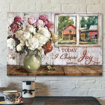 Bible Verse Canvas - Peaceful Scenery Through Window - Today I Choose Joy Canvas - Scripture Canvas Wall Art