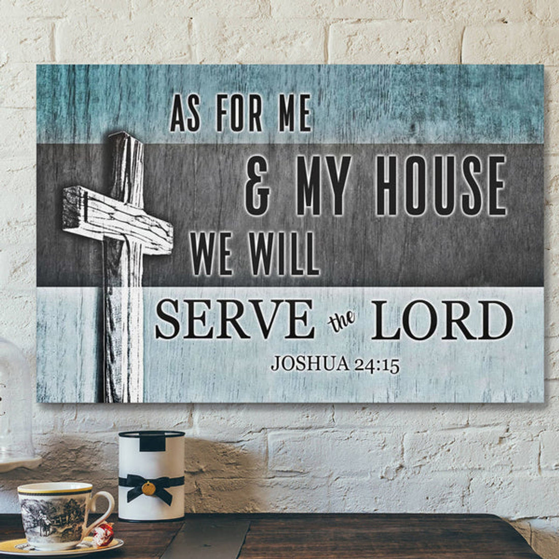 Bible Verse Canvas - As For Me And My House Joshua 2415 Cross Canvas Print - Scripture Canvas Wall Art