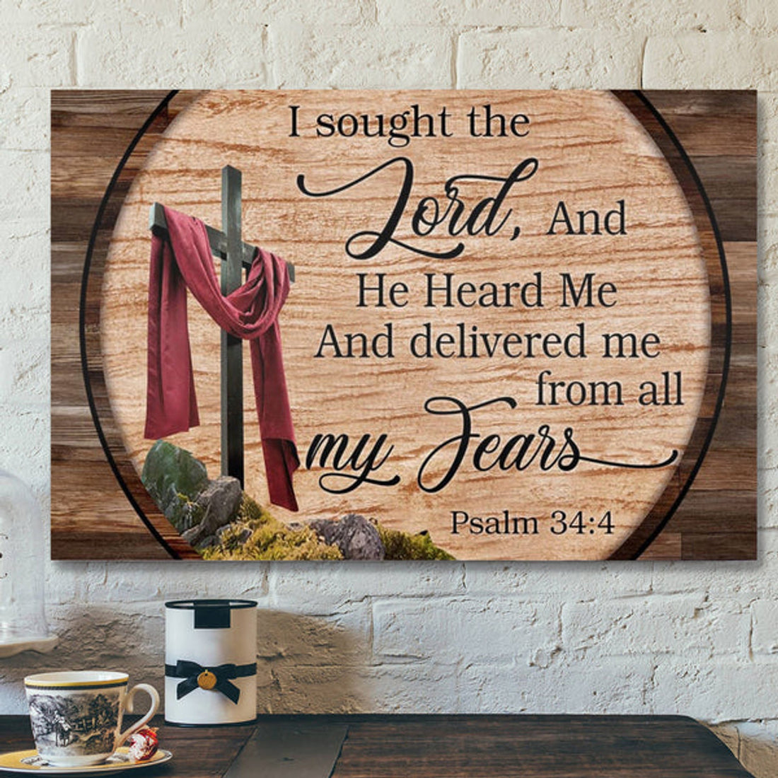 Bible Verse Canvas - Psalm 344 I Sought The Lord And He Heard Me Canvas Art - Scripture Canvas Wall Art