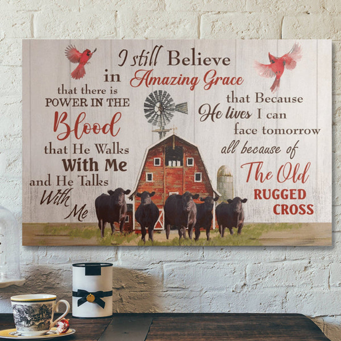 Bible Verse Wall Art Canvas - Cow - I Still Believe In Amazing Grace Canvas