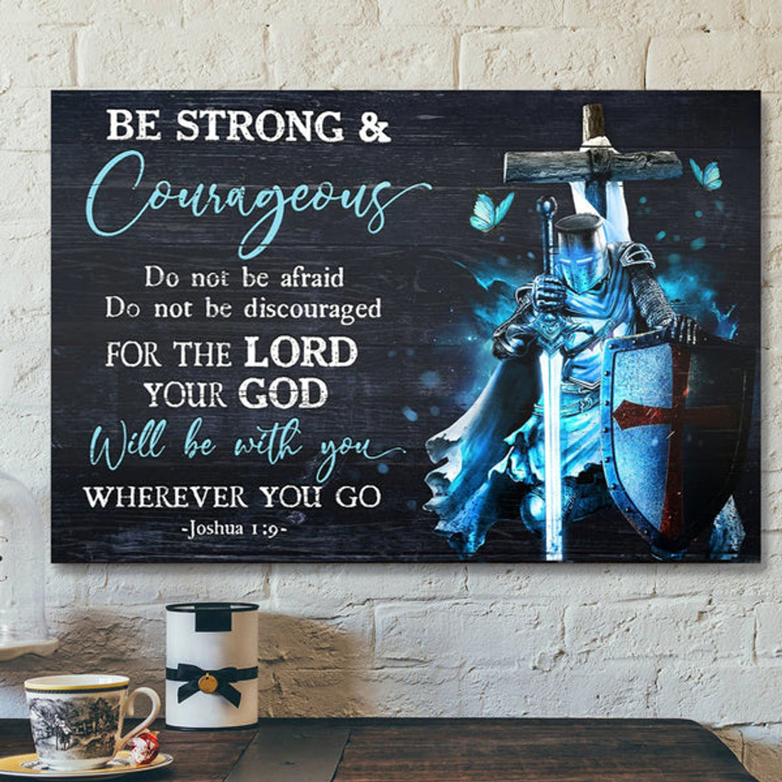 Jesus Landscape Canvas Print - God Wall Art - Warrior And Wooden Cross - Your God Will Be With You Wherever You Go