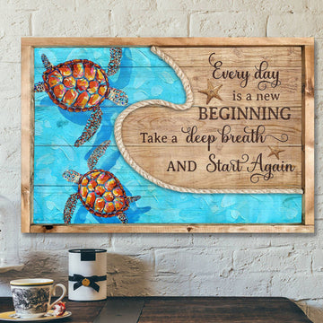 Colorful Turtle Pattern - Everyday Is New Beginning - Bible Verse Canvas - Scripture Canvas Wall Art