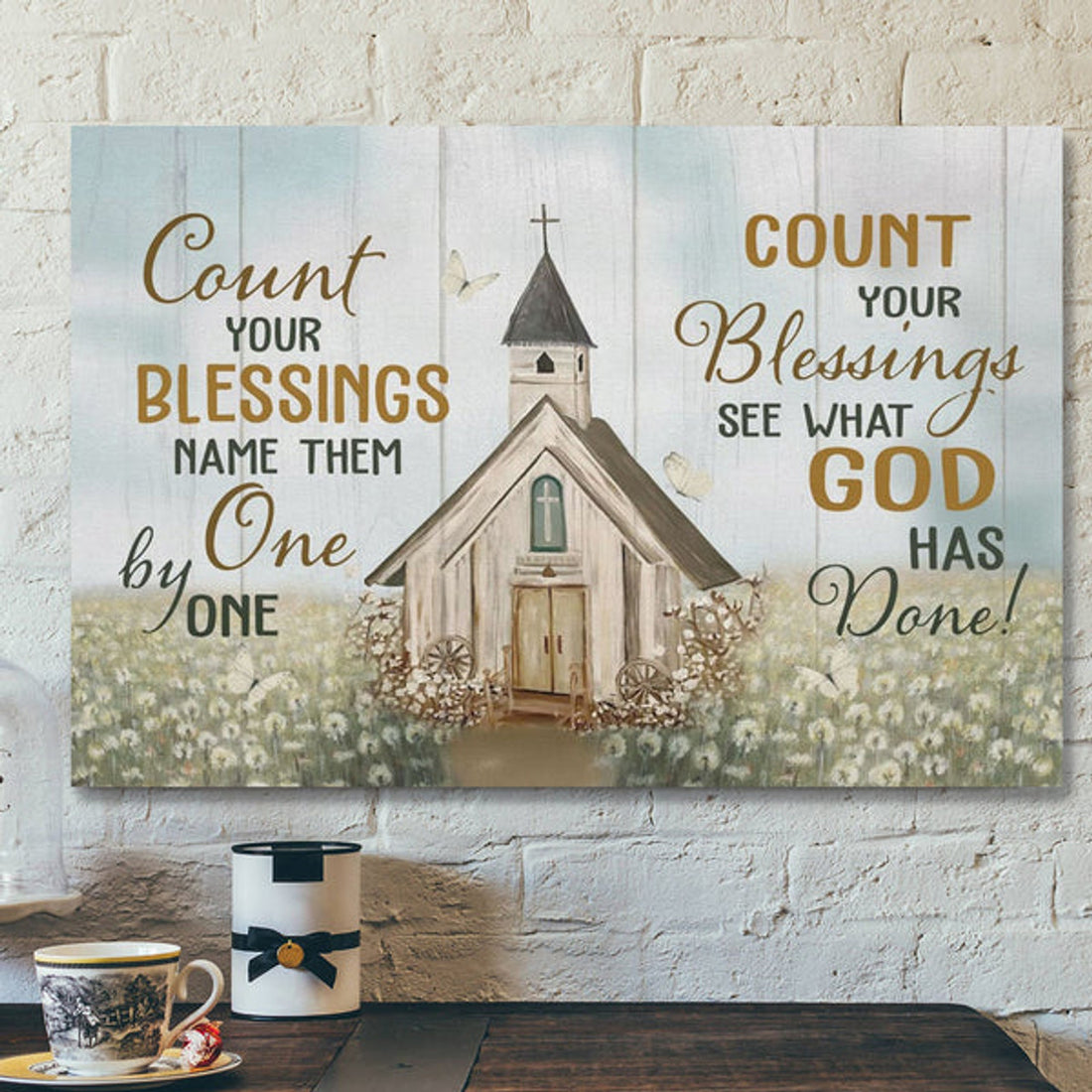 Bible Verse Canvas - Count Your Blessings Name Them One By One Canvas Wall Art - Scripture Canvas Wall Art