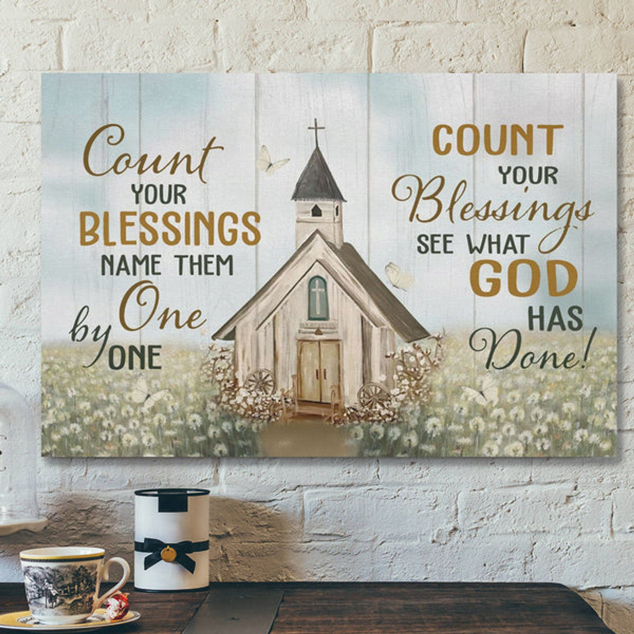 Bible Verse Canvas - Count Your Blessings Name Them One By One Canvas Wall Art - Scripture Canvas Wall Art