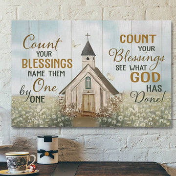 Bible Verse Canvas - Count Your Blessings Name Them One By One Canvas Wall Art - Scripture Canvas Wall Art