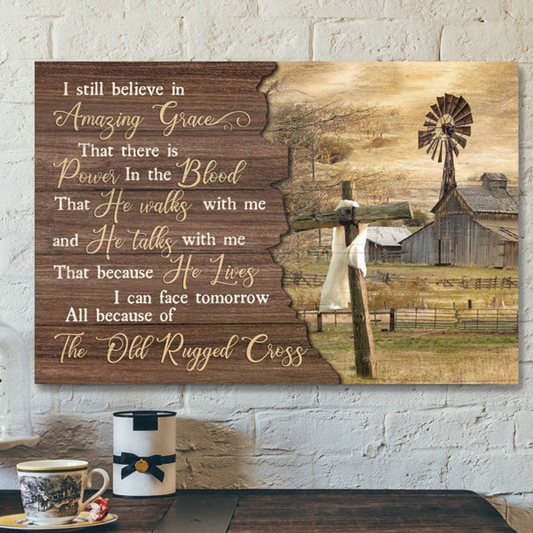 The Cross With Countryside Farm - I Still Believe In Amazing Grace - Bible Verse Canvas - Scripture Canvas Wall Art