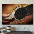 Jesus Landscape Canvas Print - God Wall Art - Jesus And Guitar - Praise Him With Strings