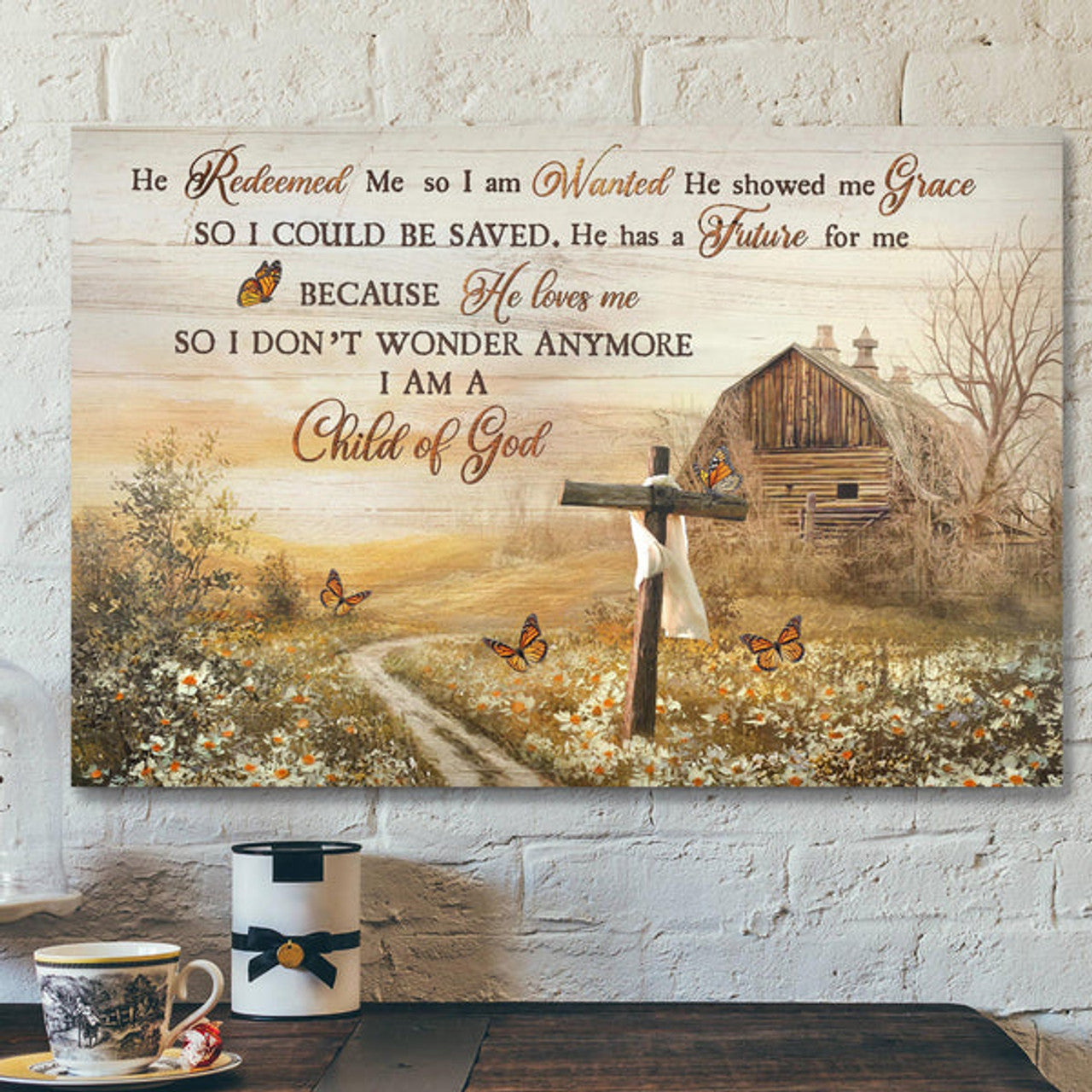 Bible Verse Canvas - Beautiful Farm Canvas - He Redeemed Me Canvas Wall Art