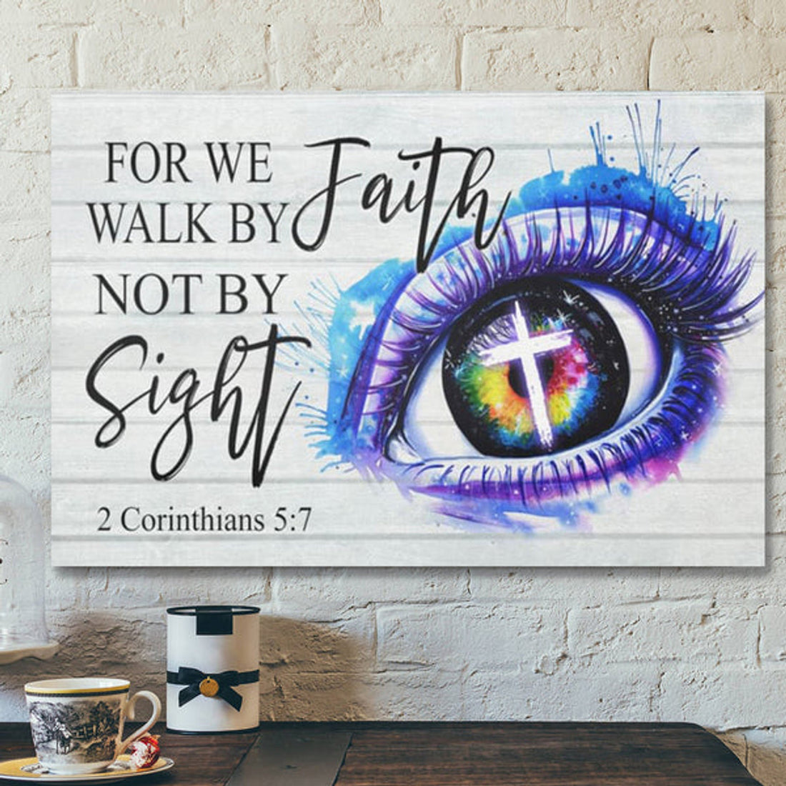 Bible Verse Canvas - For We Walk By Faith Not By Sight 2 Corinthians 57 Canvas Art - Scripture Canvas Wall Art