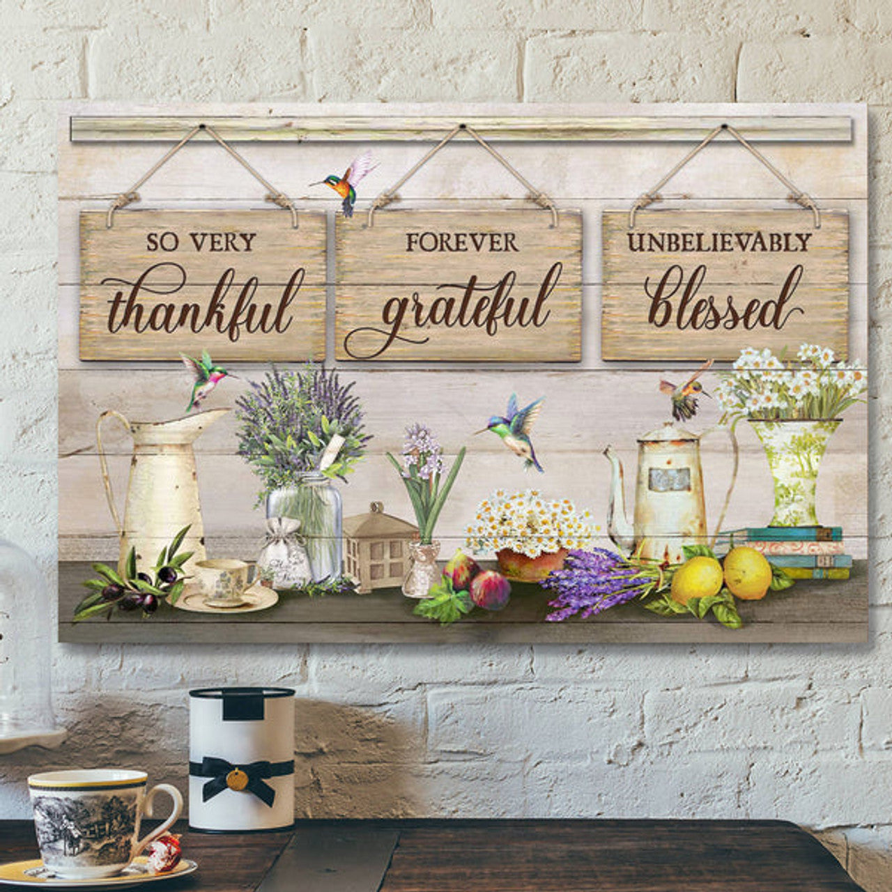 So Very Thankful Forever Grateful Unbelievably Blessed - Bible Verse Canvas - Scripture Canvas Wall Art