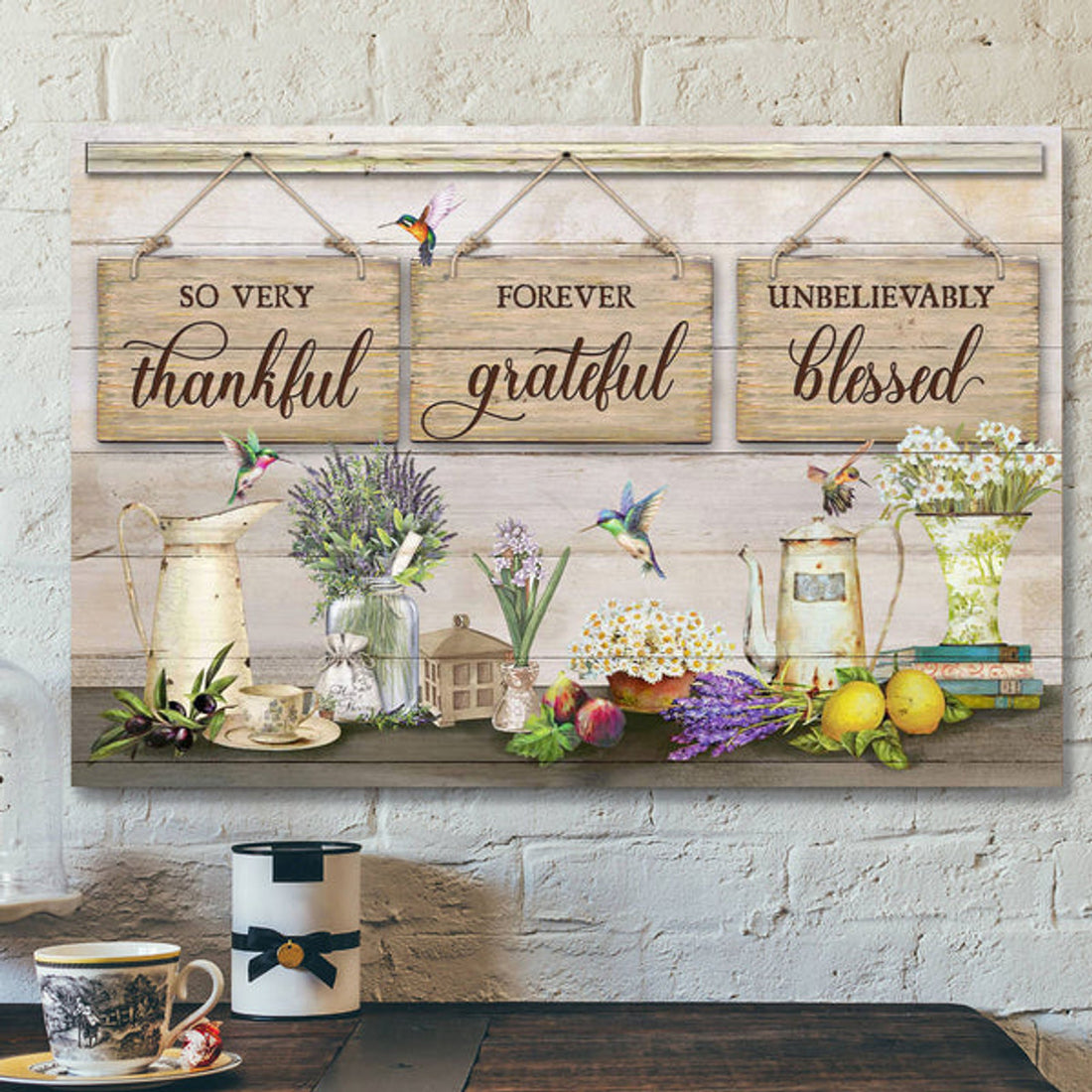 So Very Thankful Forever Grateful Unbelievably Blessed - Bible Verse Canvas - Scripture Canvas Wall Art
