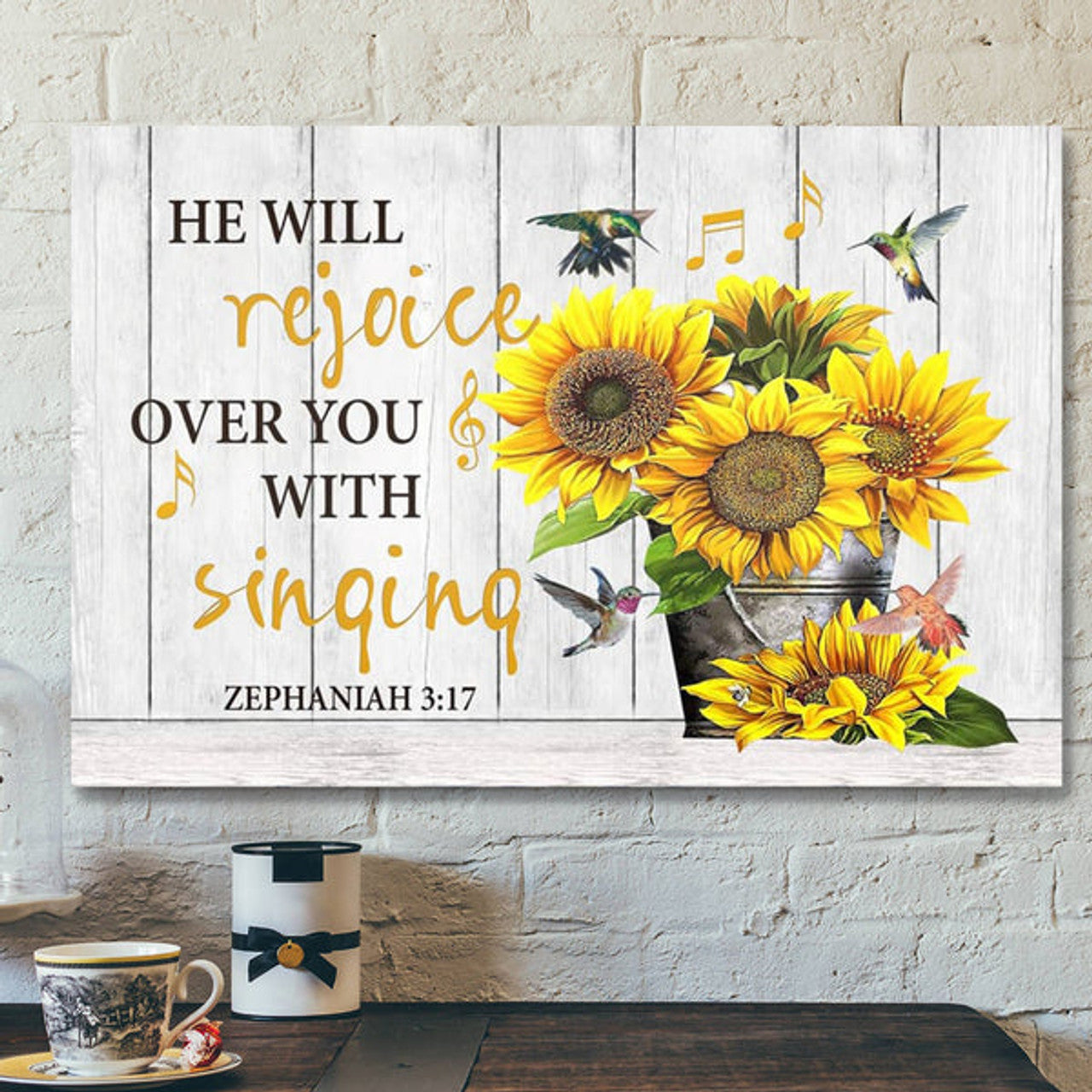 Bible Verse Canvas - Zephaniah 317 He Will Rejoice Over You With Singing Canvas - Scripture Canvas Wall Art