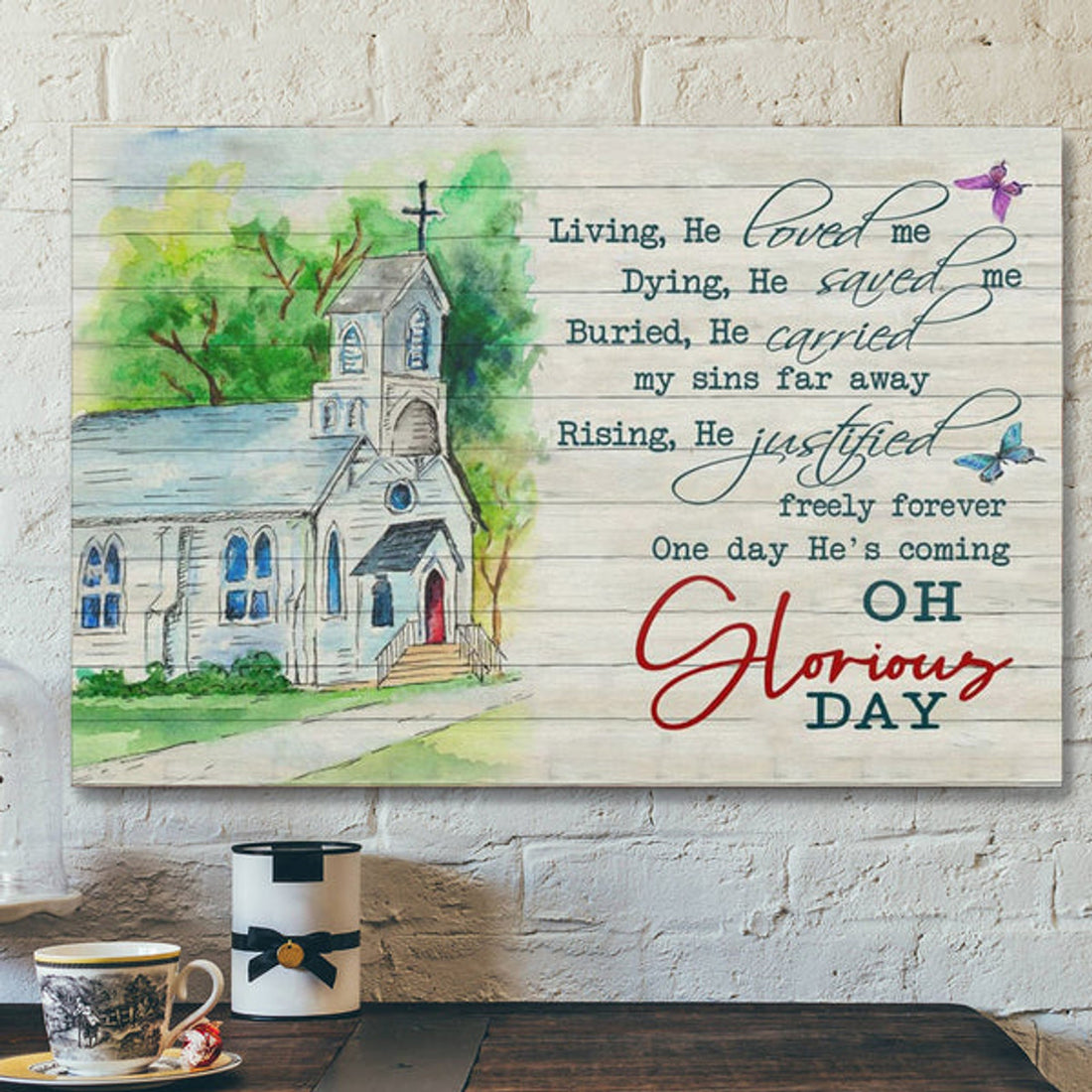 Bible Verse Canvas - Living He Loved Me Canvas Wall Art - Scripture Canvas Wall Art