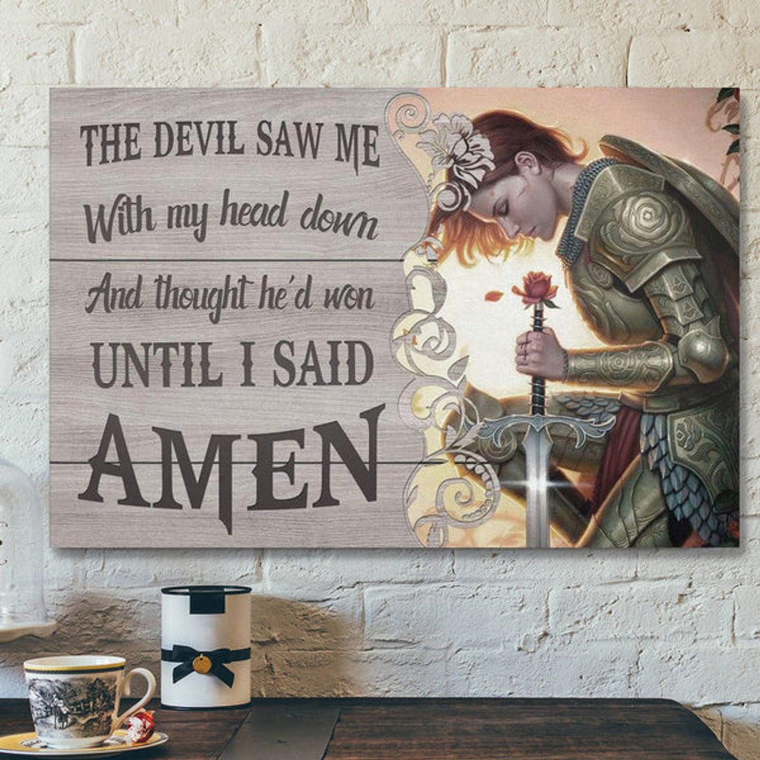 God Canvas Prints - Jesus Canvas Art - The Devil Saw Me With My Head Down Warrior Of Christ Wall Art Canvas