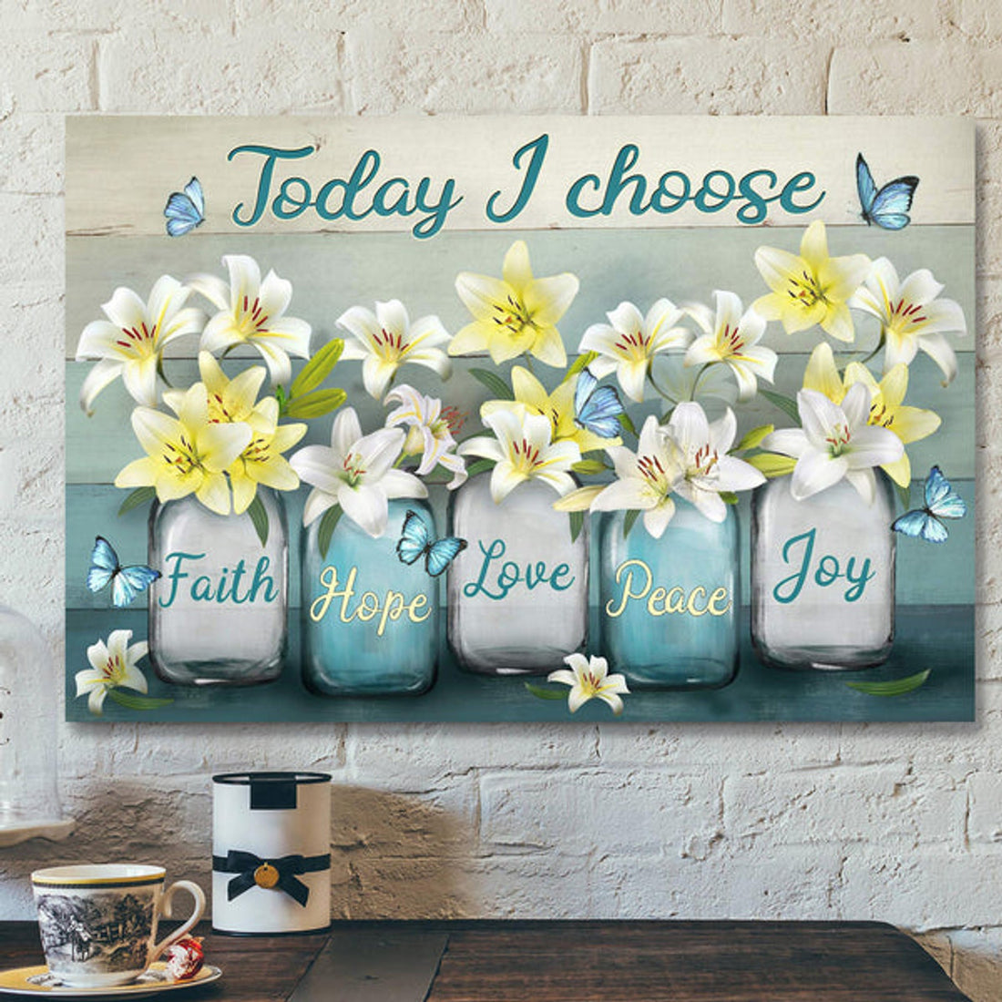 Lily In Jar - Today I Choose Joy Canvas Wall Art - Bible Verse Canvas - Scripture Canvas Wall Art
