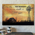 Farm Sunset Windmill - Everyday Is A New Beginning - Bible Verse Canvas - Scripture Canvas Wall Art