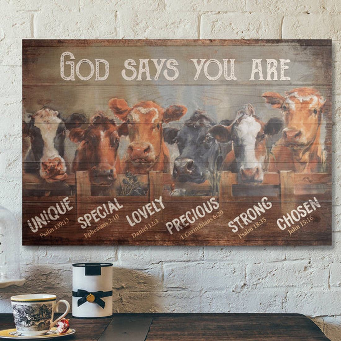 Bible Verse Wall Art Canvas - Cow - God Says You Are 1 Canvas