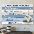 Bible Verse  Church And Butterfly - God Says You Are Canvas Wall Art