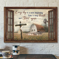 Cross With Tranquil Farm - Everyday Is A New Beginning- Bible Verse Canvas - Scripture Canvas Wall Art