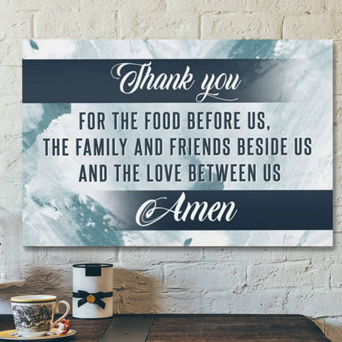 Bible Verse Canvas - Thank You For The Food Before Us Christian Canvas Wall Art - Scripture Canvas Wall Art