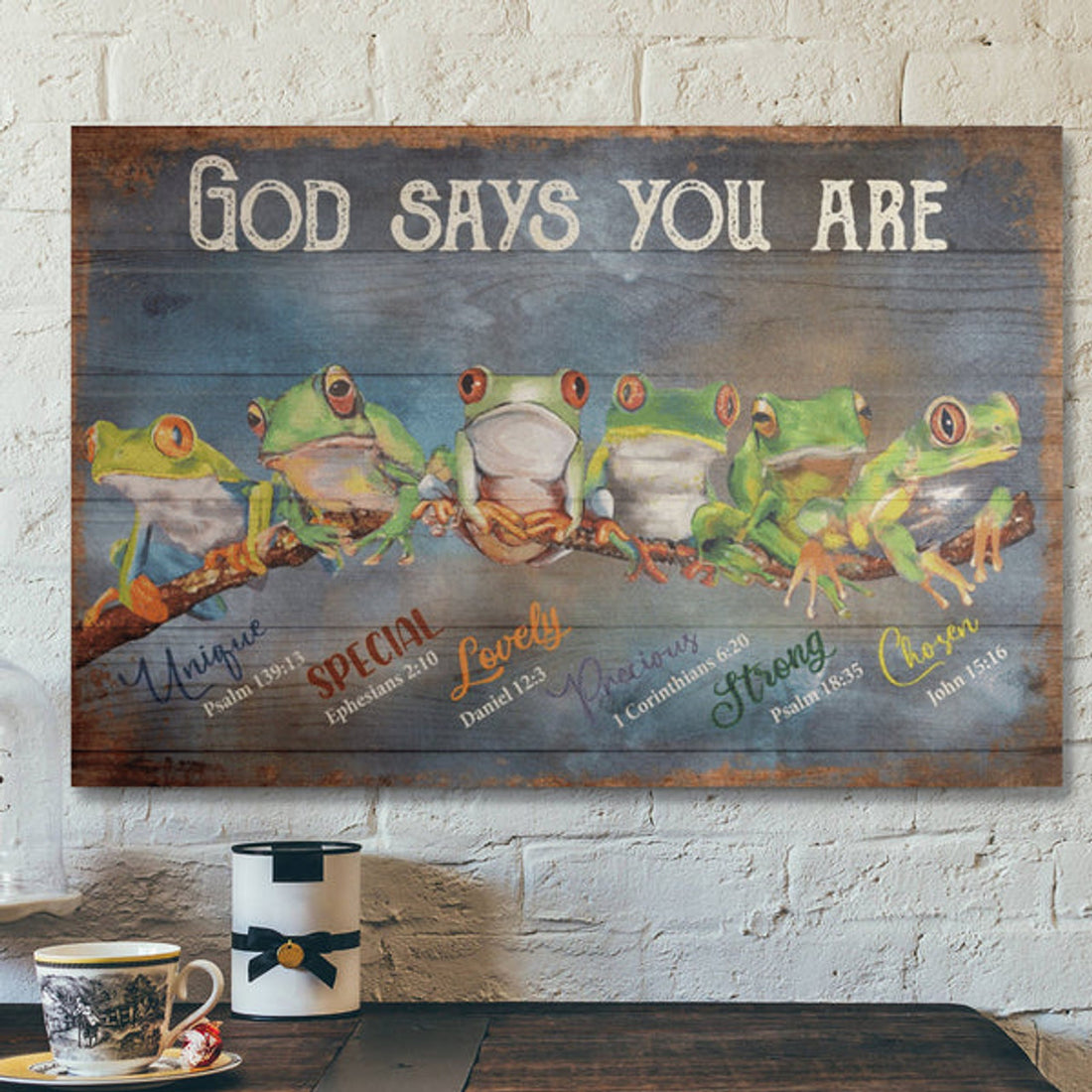 Bible Verse Wall Art Canvas - Frog - God Says You Are Canvas