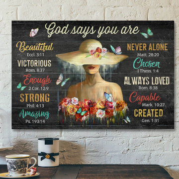 Bible Verse Canvas - Flower Girl - God Says You Are Canvas Wall Art - Scripture Canvas Wall Art