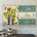 Bible Verse Canvas - Faith Hope Love Sunflower Canvas Wall Art - Scripture Canvas Wall Art
