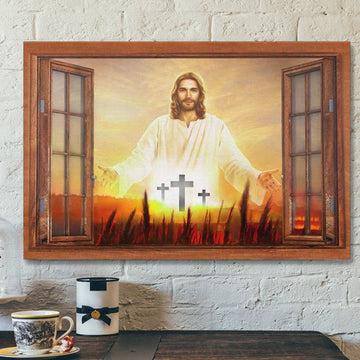 Jesus With Open Arms Christian Wall Art Canvas - Bible Verse Canvas - Scripture Canvas Wall Art