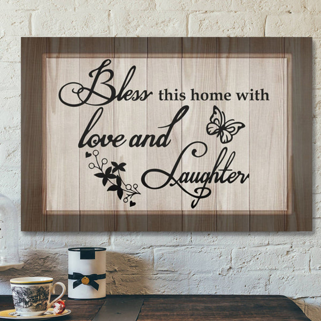 Bible Verse Canvas - Bless This Home With Love And Laughter Canvas Print - Scripture Canvas Wall Art
