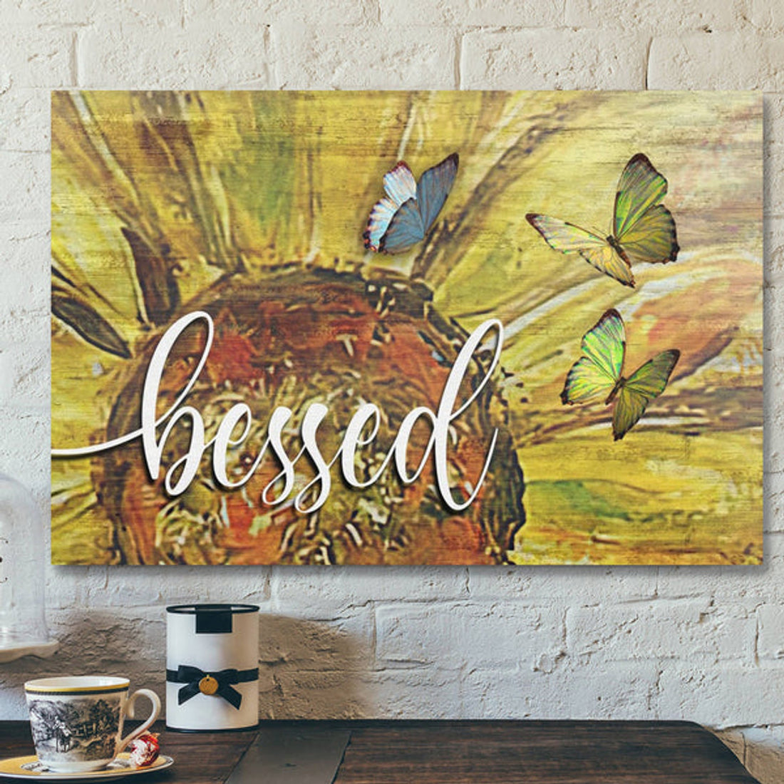 Bible Verse Canvas - Blessed Sunflower Wall Art Canvas - Blessed Wall Art - Scripture Canvas Wall Art
