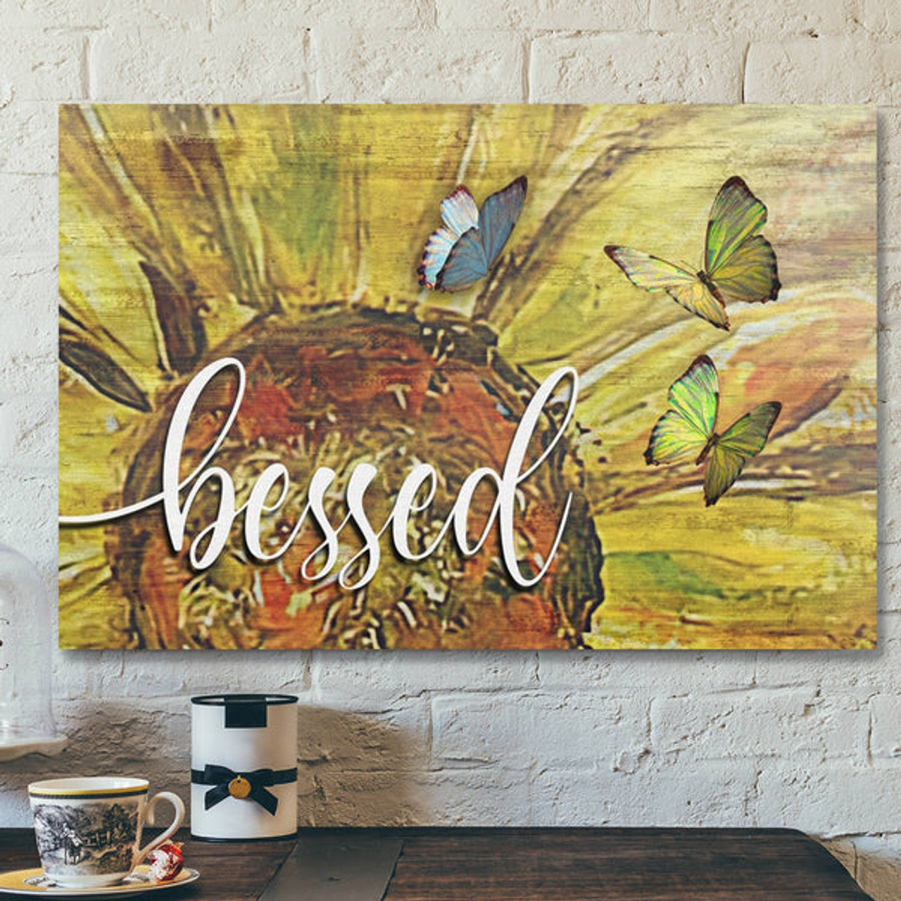 Bible Verse Canvas - Blessed Sunflower Wall Art Canvas - Blessed Wall Art - Scripture Canvas Wall Art