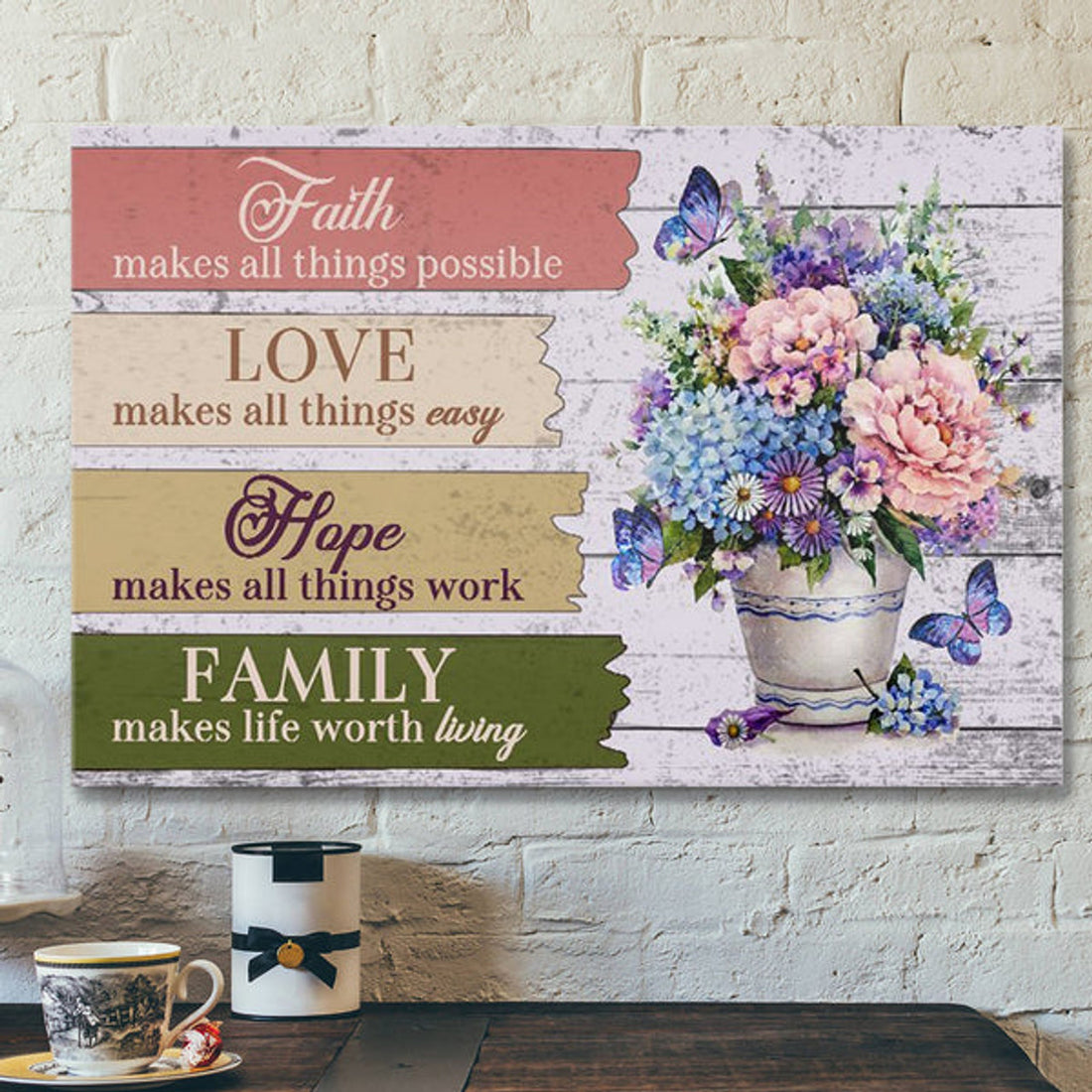 God Canvas - Bible Verse Canvas - Faith Makes All Things Possible - Vase Of Flower Canvas - Scripture Canvas