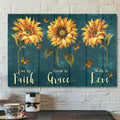 Sunflower - Faith Grace Love - Bible Verse Canvas - Scripture Canvas Wall Art