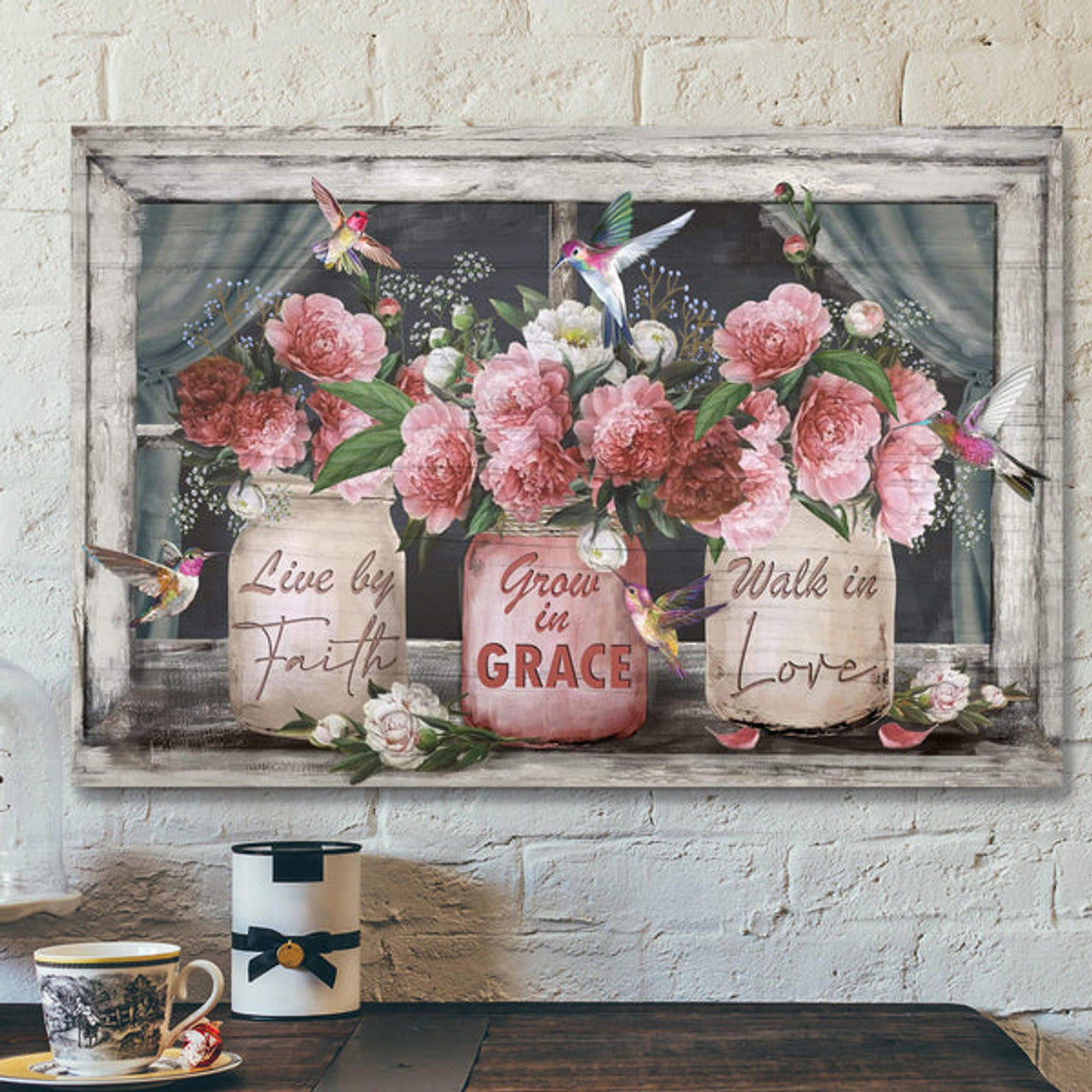 Rose Canvas - Live By Faith Canvas Wall Art - Bible Verse Canvas - Scripture Canvas Wall Art