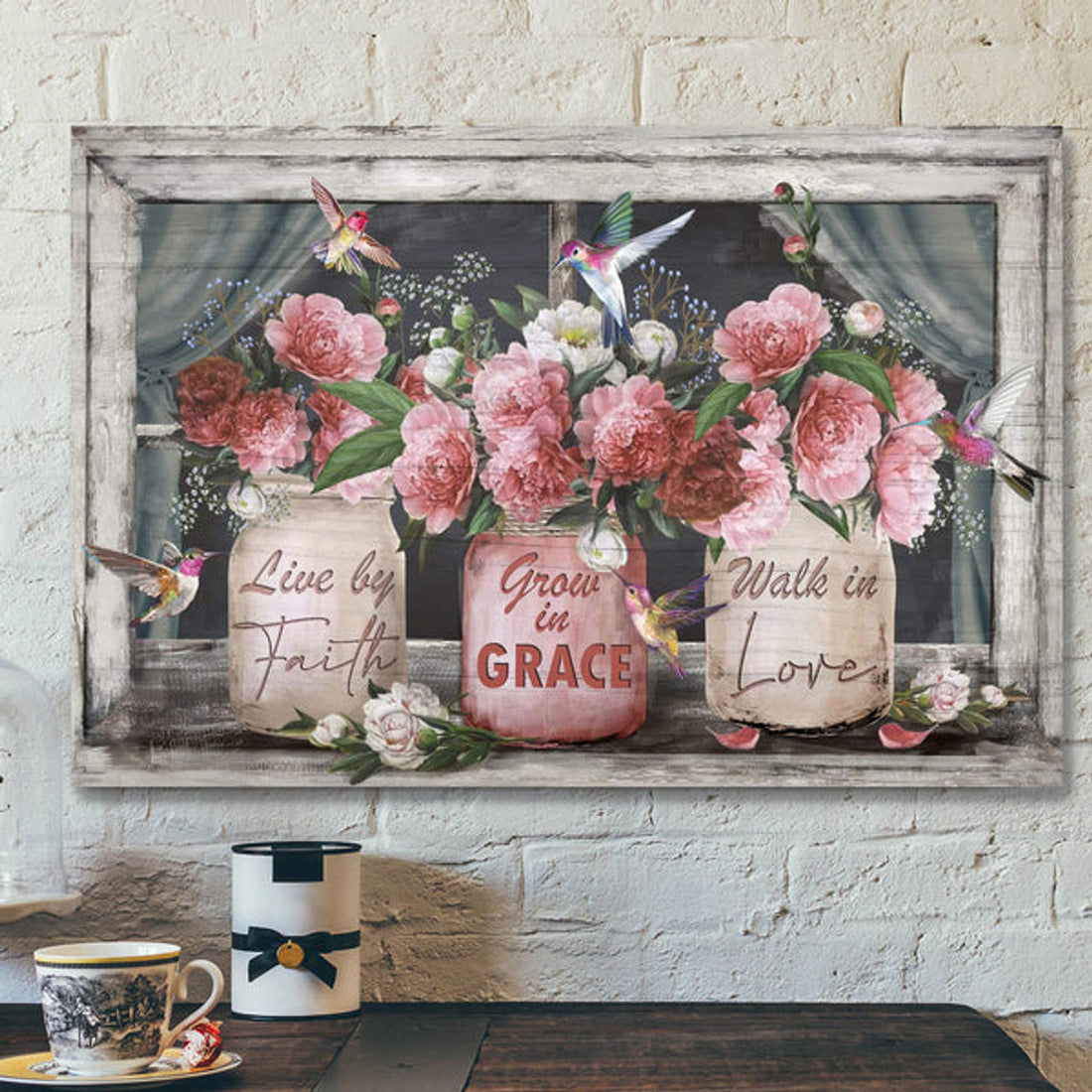 Rose Canvas - Live By Faith Canvas Wall Art - Bible Verse Canvas - Scripture Canvas Wall Art
