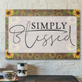 Bible Verse Canvas - Simply Blessed Sunflower Wall Art Canvas - Scripture Canvas Wall Art