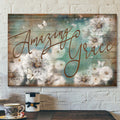White Butterfly And Dandelion - Amazing Grace Canvas Wall Art - Bible Verse Canvas - Scripture Canvas Wall Art