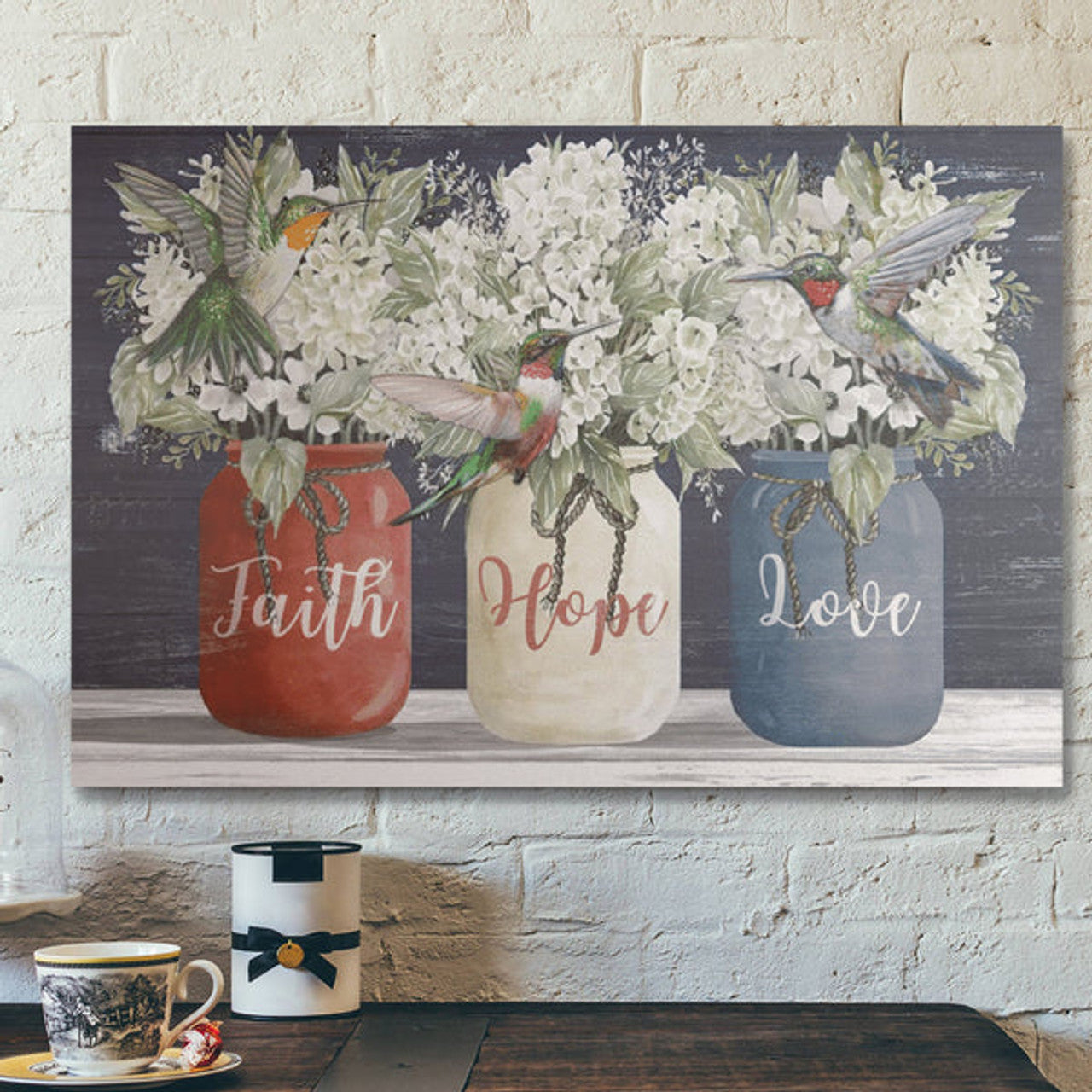 Bible Verse Wall Art Canvas - Flower Of Faith Hope And Love Canvas 