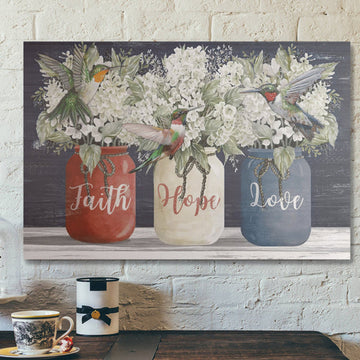Bible Verse Wall Art Canvas - Flower Of Faith Hope And Love Canvas 