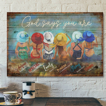 Colorful Girls - God Says You Are Canvas Wall Art - Bible Verse Canvas - Scripture Canvas Wall Art
