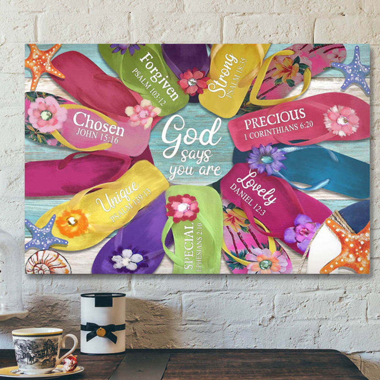 Colorful Summer - God Says You Are Canvas Wall Art - Bible Verse Canvas - Scripture Canvas Wall Art