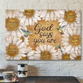 Daisy And Hummingbird - God Says You Are Canvas Wall Art - Bible Verse Canvas - Scripture Canvas Wall Art
