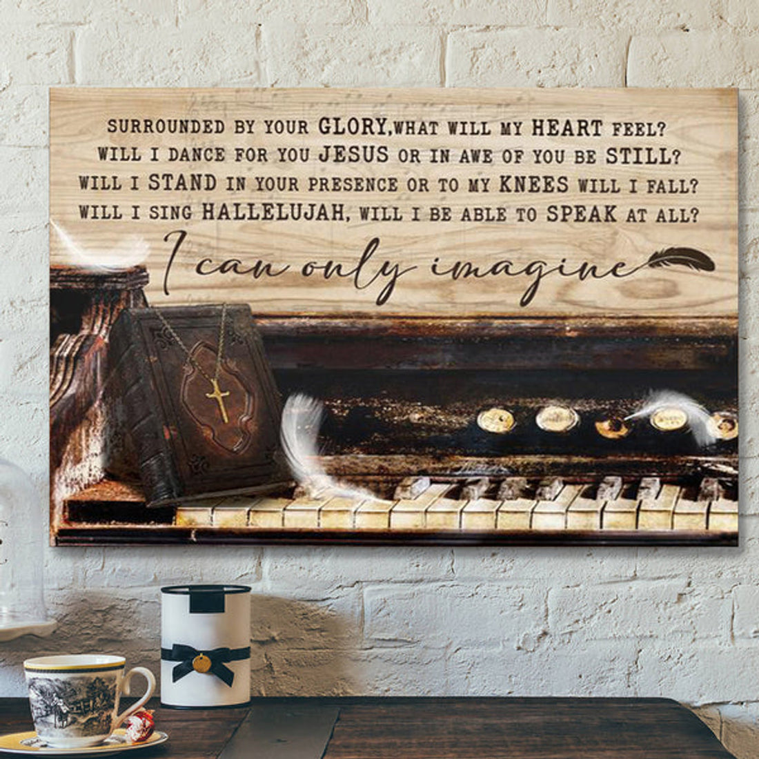 Christian Canvas Wall Art - Piano Painting - The Holy Bible - I Can Only Imagine