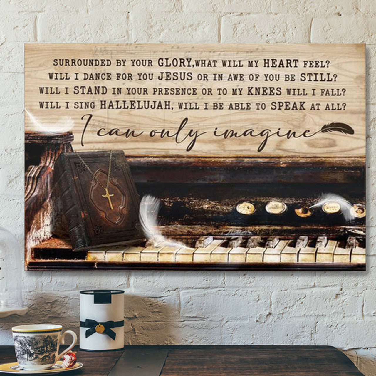 Christian Canvas Wall Art - Piano Painting - The Holy Bible - I Can Only Imagine