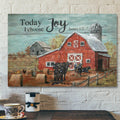 Bible Verse Canvas - Angus Cows In Tranquil Farm - Today I Choose Joy Canvas Wall Art
