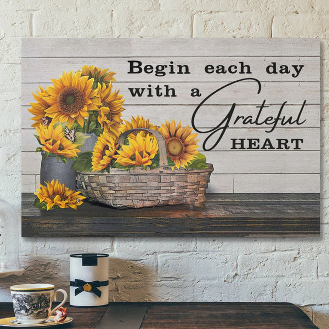Bible Verse Canvas - Begin Each Day With A Grateful Heart Canvas Print - Scripture Canvas Wall Art